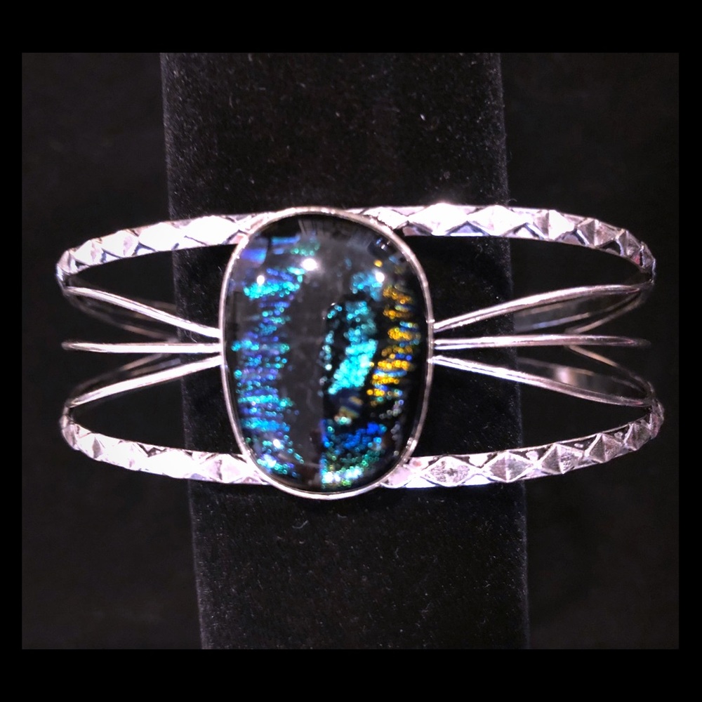 Silver Dichroic Glass Bracelet